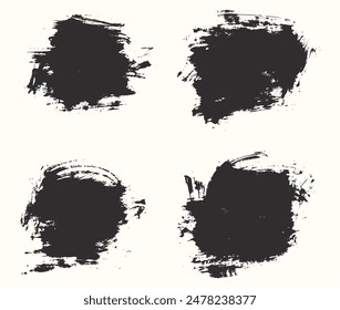 Grunge black color brush stroke vector set