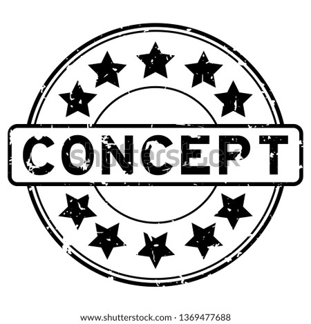 Grunge black concept word with star icon round rubber seal stamp on white background