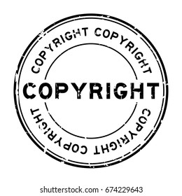 Grunge black copyright round rubber seal stamp on white background