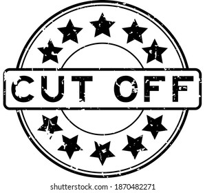 Grunge black cut off word with star icon round rubber seal stamp on white background
