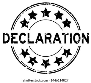 Grunge black declaration word round rubber seal stamp on white background