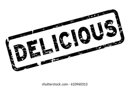 Grunge black delicious square rubber seal stamp