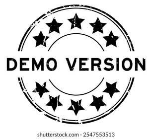 Grunge black demo version word round rubber seal stamp on white background
