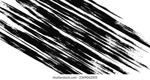 Grunge black diagonal texture torn stripes. Vector background