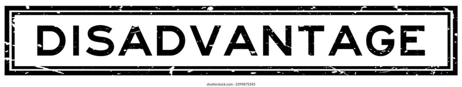 Grunge black disadvantage word square rubber stamp in white background