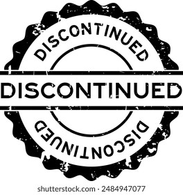 Grunge black discontinued word round rubber seal stamp on white background