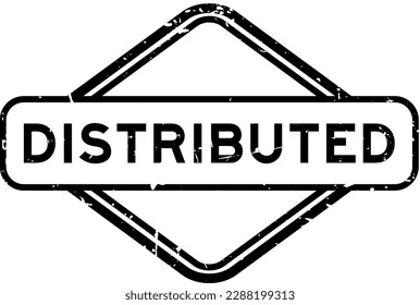 Grunge black distributed word rubber seal stamp on white background