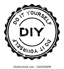 Grunge black DIY word (Abbreviation of Do it yourself) word round rubber seal stamp on white background