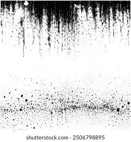 Grunge Black Drip and Splatter Background Texture