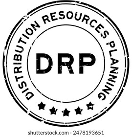 Grunge black DRP Distribution resource planning word round rubber seal stamp on white background