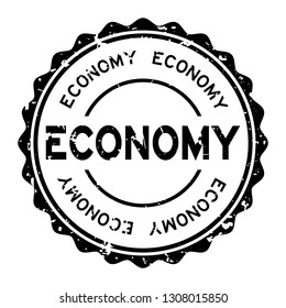 Grunge Black Economy Word Round Rubber Seal Stamp On White Background