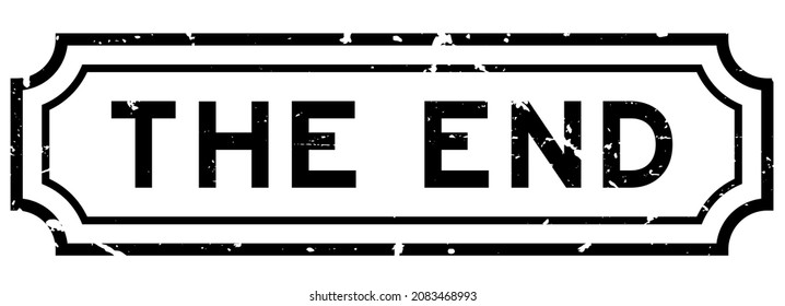 Grunge black the end word rubber seal stamp on white background