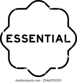 Grunge black essential word rubber seal stamp on white background