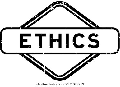 Grunge black ethics word rubber seal stamp on white background