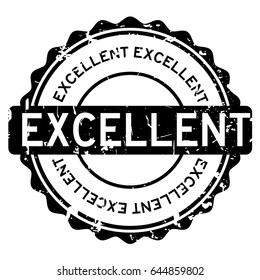 Grunge black excellent round rubber seal stamp on white background