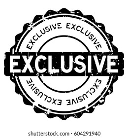 Grunge black exclusive round rubber seal stamp on white background
