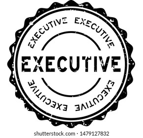 Grunge Black Executive Word Round Rubber Seal Stamp On White Background