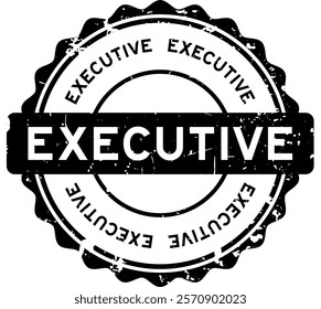 Grunge black executive word round seal stamp on white background