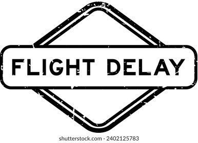 Grunge black flight delay word rubber seal stamp on white background