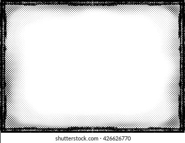 Grunge Black Frame Design. Dots border frame. Wall Crack Texture.
