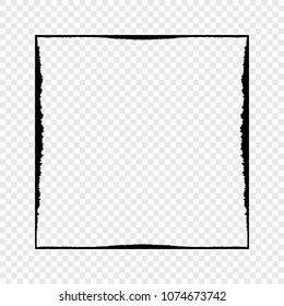 Grunge black frame on transparent background. Vector element for your design.