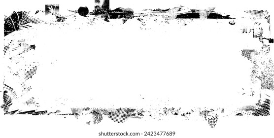 Grunge Black  Frame. textured rectangle for image. Vector