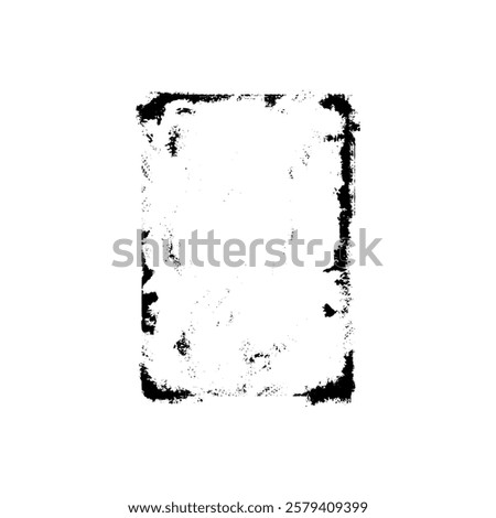 Grunge black frame. Vector messy paintbrush strokes rectangle border with scratched rough edges. Abstract old dirty ink textured lines spatter trace. Vintage chalk decorative design isolated