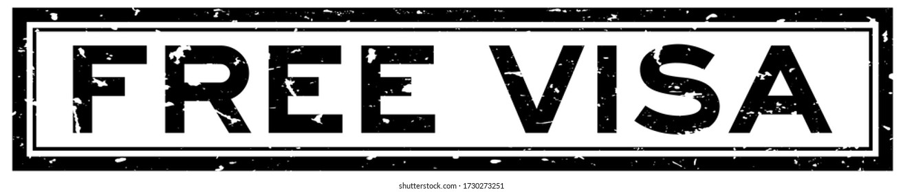 Grunge black free visa word square rubber seal stamp on white background