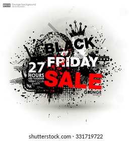 Grunge Black Friday. Abstract dirt backgrounds texture. Grunge banner with an inky dribble strip with copy space. Abstract background for Black Friday