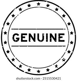Grunge black genuine word round rubber seal stamp on white background
