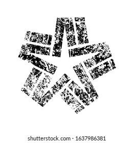 Grunge black geometrical vector abstract artistic textured star icon sign silhouette stencil drawing isolated on white background.T shirt print design.