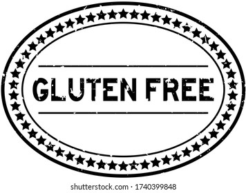 Grunge black gluten free word oval rubber seal stamp on white background