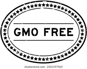 Grunge black GMO (abbreviation of Genetically Modified Organisms) free word oval rubber seal stamp on white background