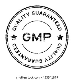 Grunge black GMP (Good manufacturing practice) and quality guarantee rubber stamp