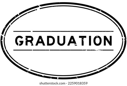 Grunge black graduation word oval rubber seal stamp on white background