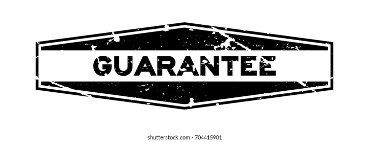 Grunge black guarantee hexagon rubber seal stamp on white background