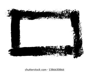 Grunge black hand drawn frame isolated on white background. Grunge design element. Vector illustration.