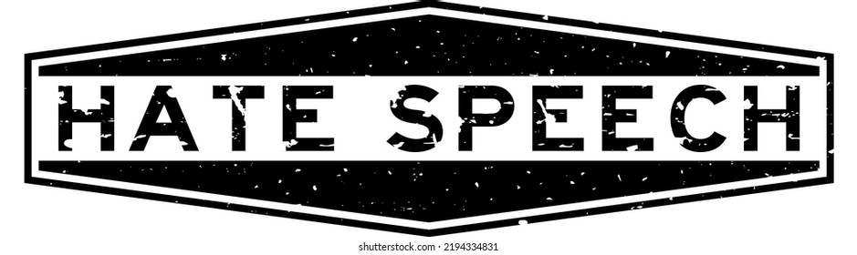 Grunge black hate speech word hexagon rubber seal stamp on white background