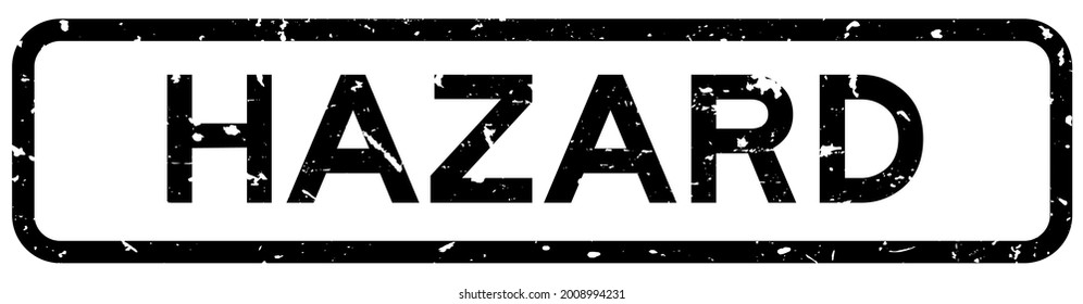 Grunge black hazard word square rubber seal stamp on white background