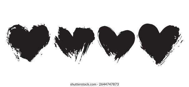 Grunge Black Hearts Free Texture Image Download.