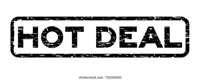 Grunge black hot deal square rubber seal stamp on white background