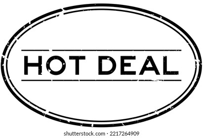 Grunge black hot deal word oval rubber seal stamp on white background
