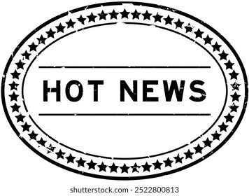 Grunge black hot news word oval rubber seal stamp on white background