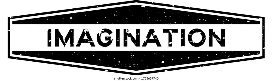 Grunge black imagination word hexagon rubber seal stamp on white background