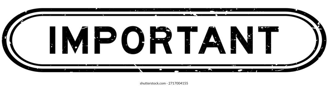 Grunge black important word rubber seal stamp on white background