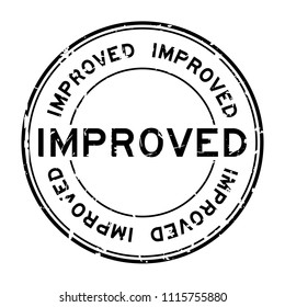 Grunge black improved word round rubber seal stamp on white background