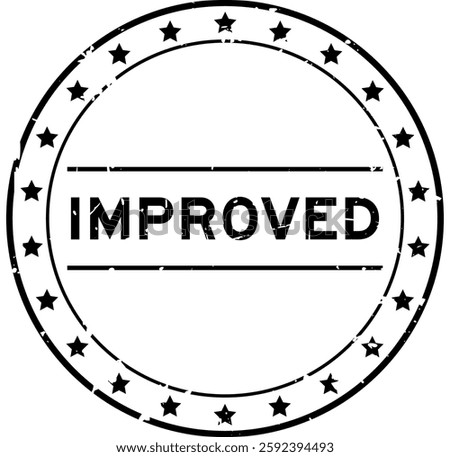 Grunge black improved word round rubber seal stamp on white background