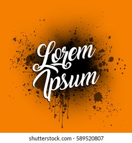 Grunge Black ink blots Background. Texture Vector. Simply Place illustration over any Object to Create grungy Effect . abstract, splattered , dirt. Black dark splash on orange background
