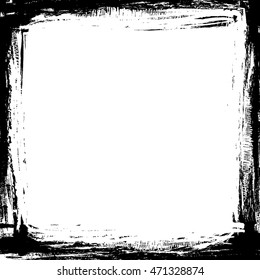 grunge black ink border background, vector paint brush, design element