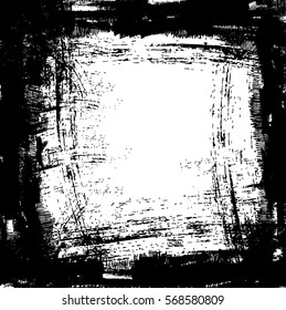 grunge black ink border frame background, vector paint brush